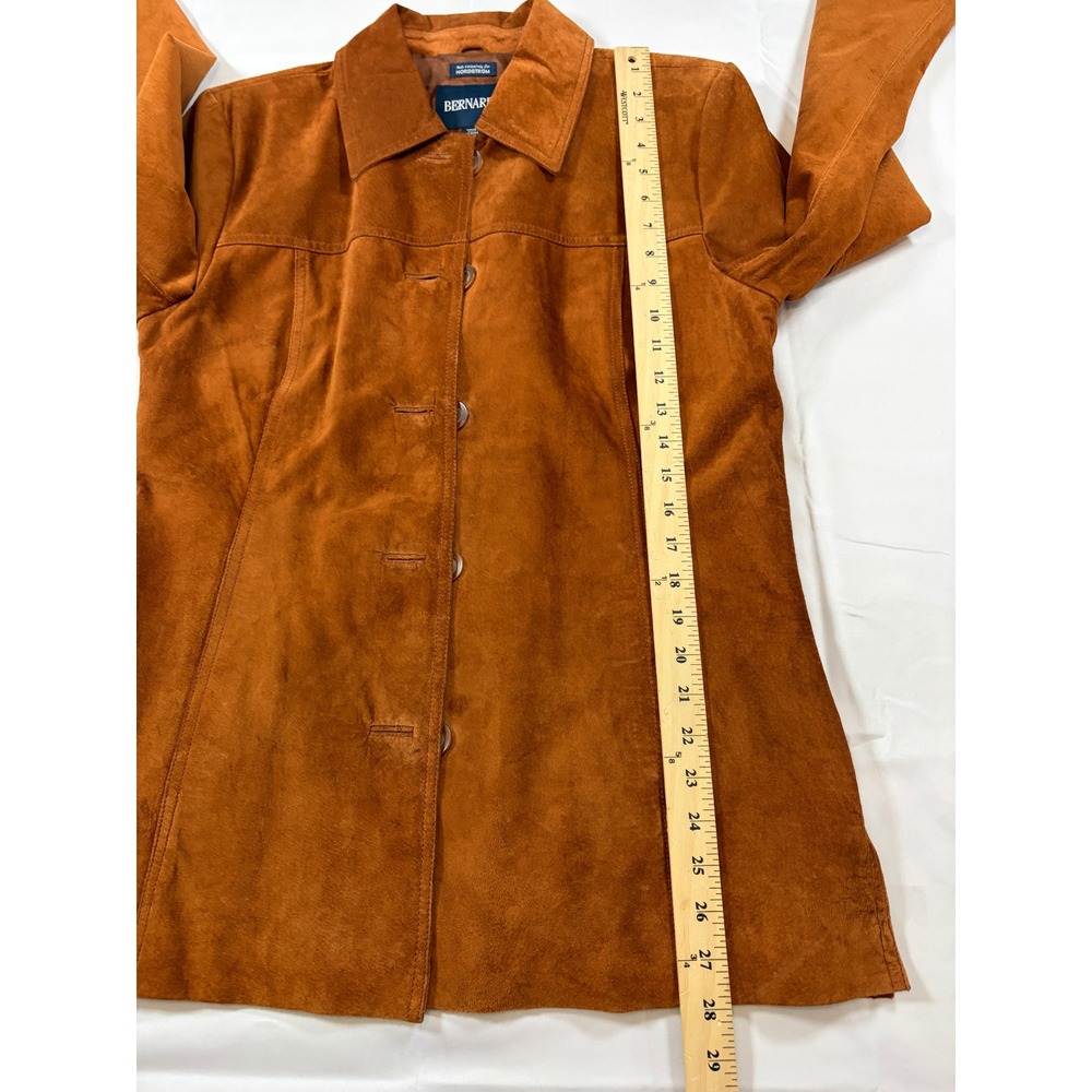 Bernardo Nordstrom Cognac Brown Suede Leather Button Front Jacket Womens M VTG - Picture 7 of 10